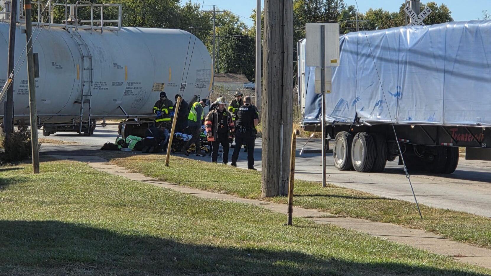 1 person sent to hospital after train, semi collide in Decatur